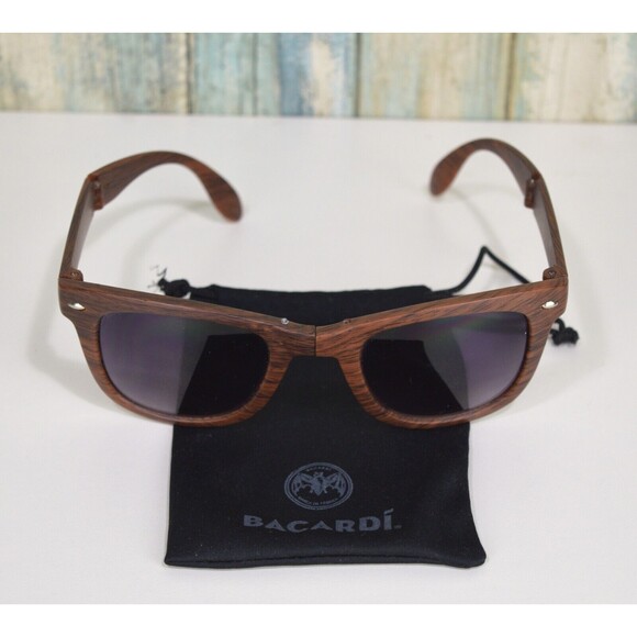 BACARDI Rum Sunglasses Compact Folding Woodgrain Plastic Glasses - Picture 2 of 15